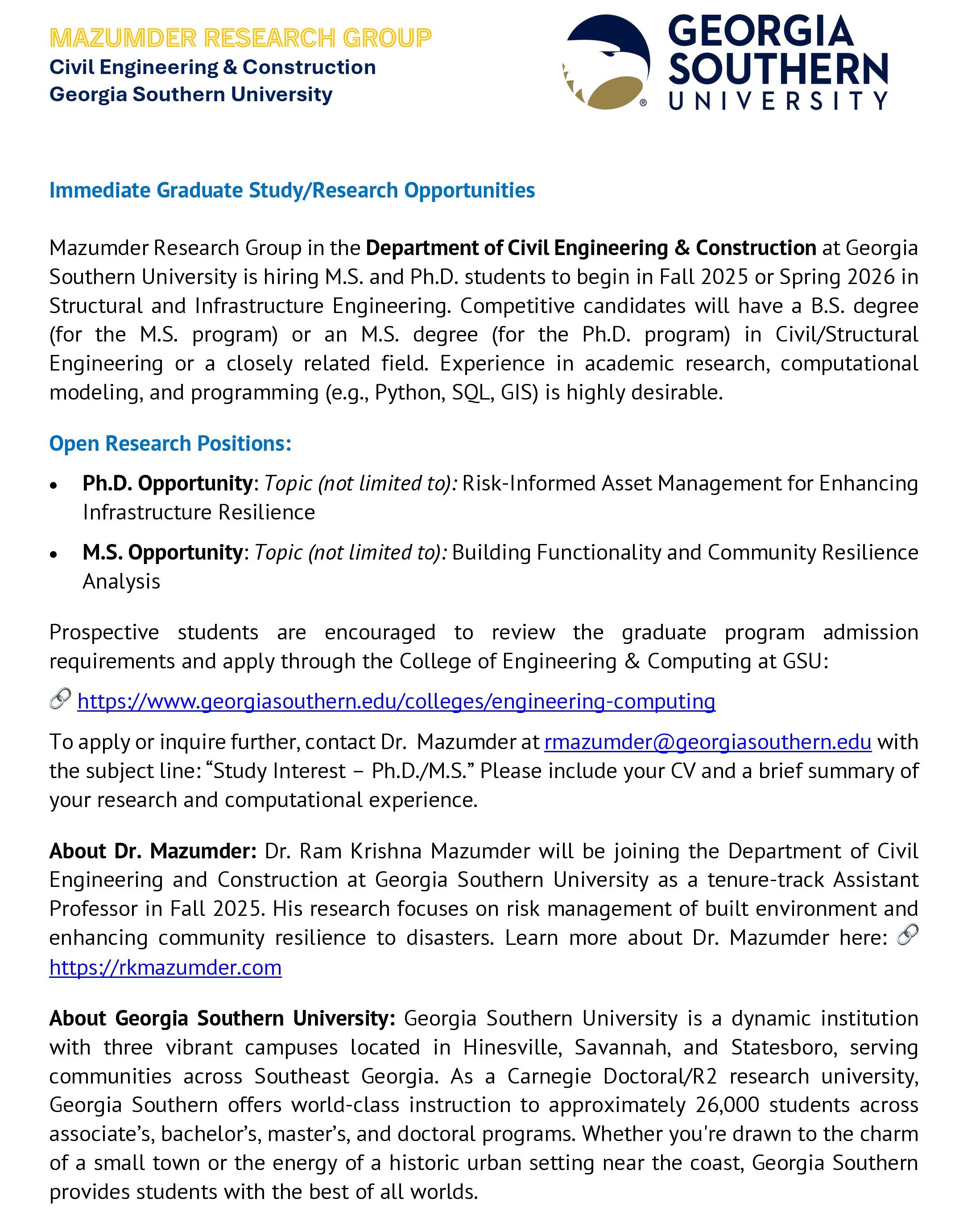 Graduate Research Assistantship